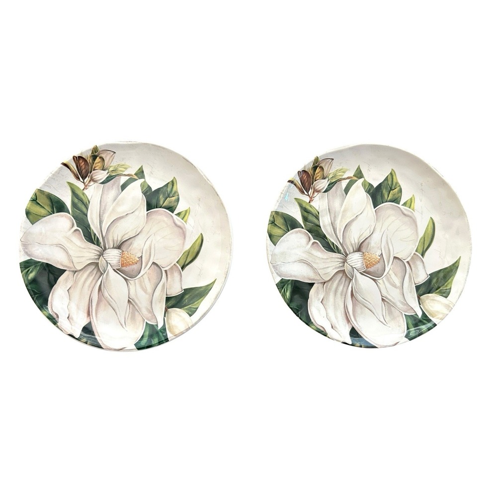 Pier 1 Magnolia Salad Plates 8.75" Floral Set Of 2 NEW